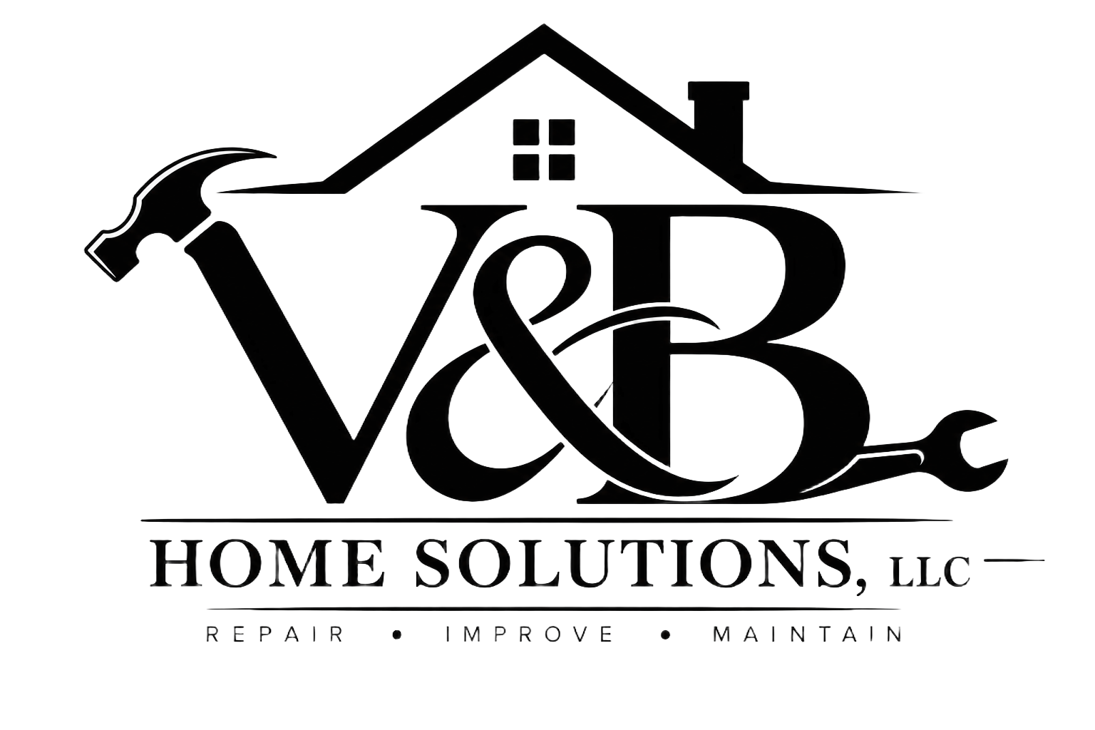 Remove the white background from this logo image, keeping only the black V&B Home Solutions logo graphic with a transparent background.